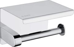 КРУГЛЫЙ НАСТЕННЫЙ ДЕРЖАТЕЛЬ ДЛЯ ТУАЛЕТНОЙ БУМАГИ С ПОЛКОЙ, ХРОМ