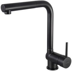 ASTER СМЕСИТЕЛЬ ДЛЯ МОЙКИ С ПРЯМОУГОЛЬНЫМ ИЗБИВКОМ И ВЫДВИЖНЫМ ДУШЕМ, NERO - НОВИНКА