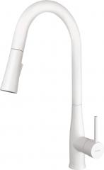 СМЕСИТЕЛЬ ДЛЯ МОЙКИ LUKRECJA С U-образным изливом И ВЫДВИЖНЫМ ДУШЕМ, BIANCO - НОВИНКА