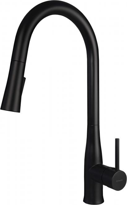 СМЕСИТЕЛЬ ДЛЯ МОЙКИ LUKRECJA С U-образным изливом И ВЫДВИЖНЫМ ДУШЕМ, NERO - НОВИНКА