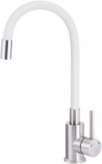 СМЕСИТЕЛЬ ДЛЯ МОЙКИ LUNO С ГИБКИМ ИЗНОСОМ, СТАЛЬ-БЕЛЫЙ