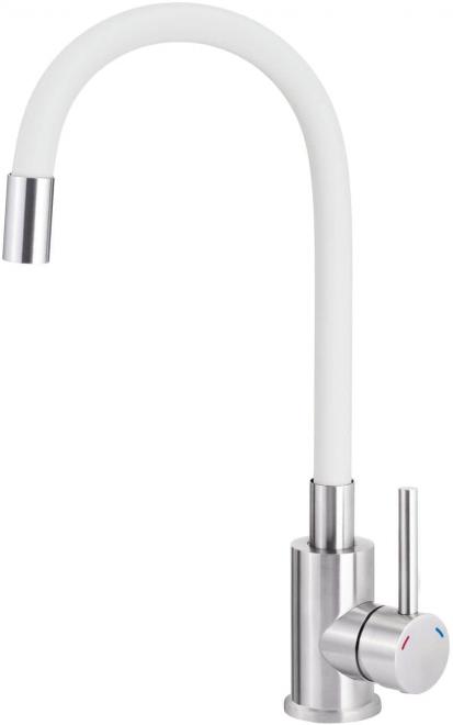 СМЕСИТЕЛЬ ДЛЯ МОЙКИ LUNO С ГИБКИМ ИЗНОСОМ, СТАЛЬ-БЕЛЫЙ