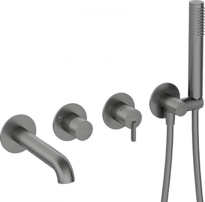 СМЕСИТЕЛЬ ДЛЯ ВАННЫ SILIA НА 4 ОТВЕРСТИЯ, СКРЫТЫЙ, ТИТАН - НОВЫЙ