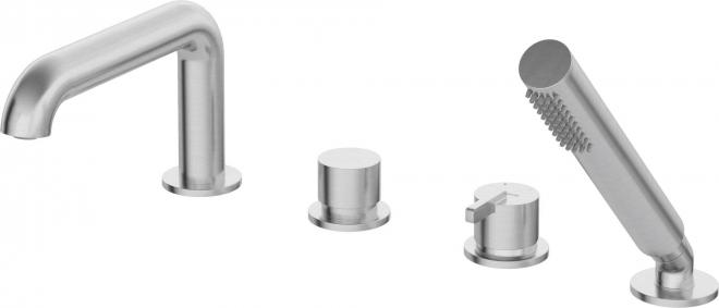 SILIA СМЕСИТЕЛЬ ДЛЯ ВАННЫ НА 4 ОТВЕРСТИЯ С ДУШЕВЫМ КОМПЛЕКТОМ, СТАЛЬ - НОВИНКА