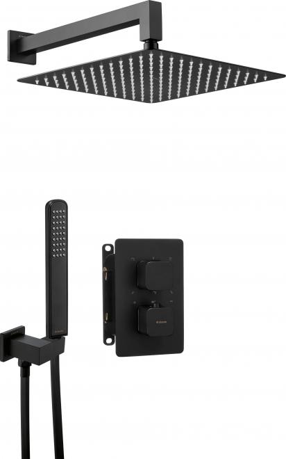 СКРЫТЫЙ ДУШЕВОЙ НАБОР С ТЕРМОСТАТИЧЕСКИМ SMART BOX И КОМПОНЕНТАМИ SQUOVAL, NERO