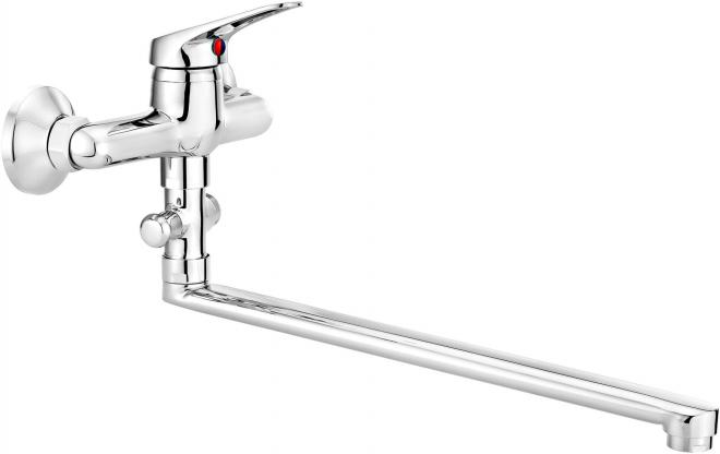LOBO НАСТЕННЫЙ СМЕСИТЕЛЬ ДЛЯ РАКОВИНЫ С ДЛИННЫМ ИЗБИВКОМ И СОЕДИНЕНИЕМ ДЛЯ ШЛАНГА, ХРОМ