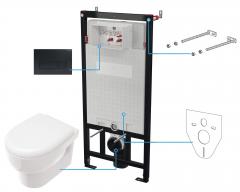 AVIS НАСТЕННЫЙ ТУАЛЕТ БЕЗ ОБОДКА + СИДЕНЬЕ ДЛЯ ТУАЛЕТА + НАСТЕННАЯ СКРЫТАЯ СИСТЕМА + КНОПКА УПРАВЛЕНИЯ NERO