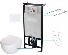 PEONIA НОВЫЙ НАСТЕННЫЙ ТУАЛЕТ БЕЗ ОБОДКА + СИДЕНЬЕ ДЛЯ ТУАЛЕТА + НАСТЕННАЯ СКРЫТАЯ СИСТЕМА + КНОПКА УПРАВЛЕНИЯ SLIM BIANCO