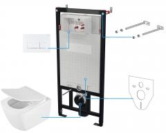 АНЕМОН НАСТЕННЫЙ ТУАЛЕТ БЕЗ ОБОДКА + СИДЕНЬЕ + НАСТЕННАЯ СКРЫТАЯ СИСТЕМА + КНОПКА УПРАВЛЕНИЯ SLIM BIANCO