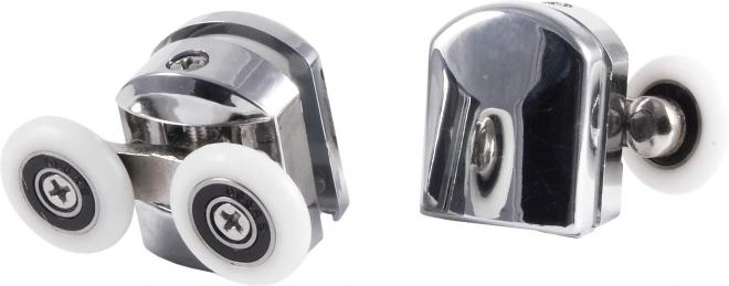 ВЕРХНИЕ ДВОЙНЫЕ РОЛИКИ, ХРОМ, ДЛЯ СТЕКЛА 5 ММ, ДИАМ. 23 ММ (2 ШТ.)