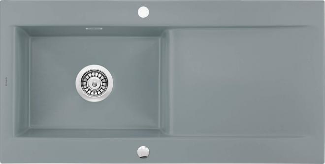 SABOR 1-ЧАШНАЯ КЕРАМИЧЕСКАЯ РАКОВИНА С СУШИЛКОЙ, СЕРЫЙ МАТОВЫЙ, 1015x510x210, С ЭКОНОМЬЮЩИМ ПРОСТРАНСТВО