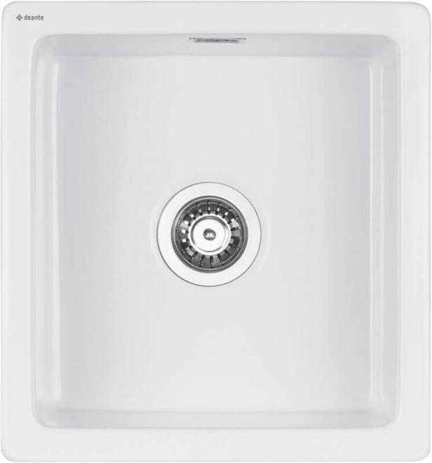 SABOR 1-ЧАШНАЯ КЕРАМИЧЕСКАЯ РАКОВИНА БЕЗ СУШИЛКИ, БЕЛАЯ, 450x478x217 С ЭКОНОМЬЮЩИМ ПРОСТРАНСТВО