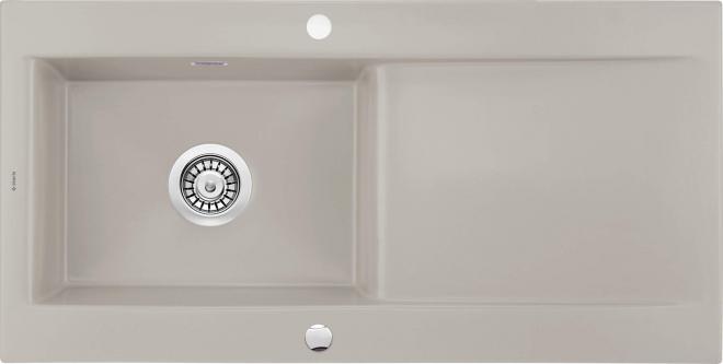 SABOR 1-ЧАШНАЯ КЕРАМИЧЕСКАЯ РАКОВИНА С СУШИЛКОЙ, КАПУЧИНО, МАТОВАЯ, 1015x510x210, С ЭКОНОМЬЮЩИМ ПРОСТРАНСТВОМ