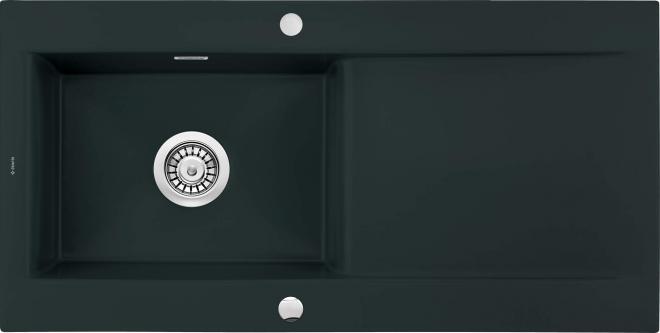 SABOR 1-ЧАШНАЯ КЕРАМИЧЕСКАЯ РАКОВИНА С СУШИЛКОЙ, NERO, 1015x510x210, С ЭКОНОМЬЮЩИМ ПРОСТРАНСТВО