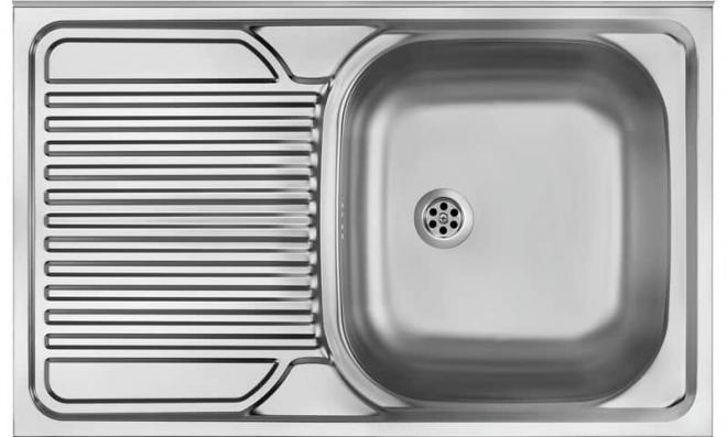 TANGO 1-ЧАШНАЯ РАКОВИНА С СУШИЛКОЙ, С ЗАДНИМ ПЛАНКОМ, СЛЕВА, ДЕКОР, 800x500x160, 2'' С ФИТИНГАМИ