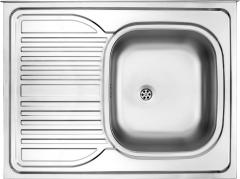 TANGO 1-ЧАШНАЯ РАКОВИНА С СУШИЛКОЙ, С ЗАДНИМ ПЛАНКОМ, СЛЕВА, ДЕКОР, 800x600x160, 2'' С ФИТИНГАМИ