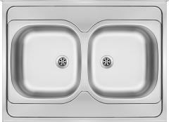 TANGO 2-ЧАШНАЯ РАКОВИНА БЕЗ СУШИЛКИ, ДЕКОР, 800x600x140, 2'' С ФИТИНГАМИ