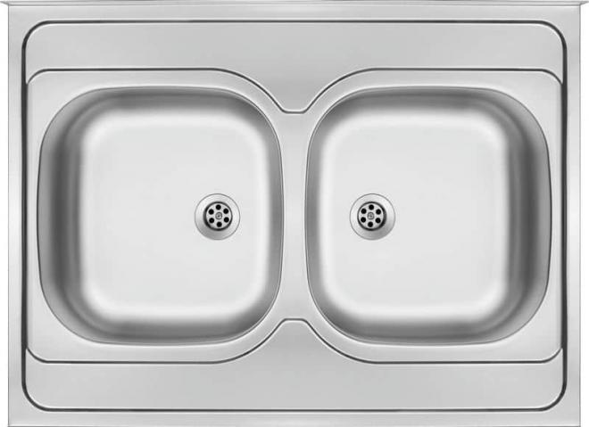 TANGO 2-ЧАШНАЯ РАКОВИНА БЕЗ СУШИЛКИ, ДЕКОР, 800x600x140, 2'' С ФИТИНГАМИ
