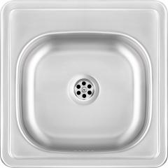ТЕХНО 1-ЧАШНАЯ РАКОВИНА БЕЗ СУШИЛКИ, САТИН, 380x380x150, 2'' С ФИТИНГАМИ