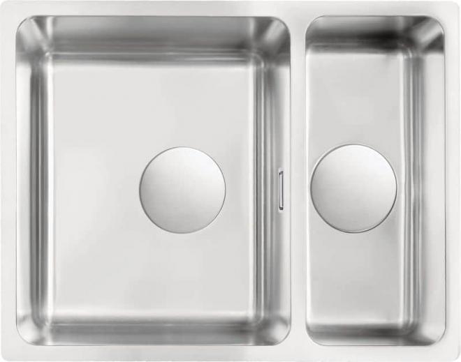 EGERIA РАКОВИНА С 1,5 ЧАШАМИ, ВСТРОЕННАЯ БЕЗ СУШИЛКИ, МАТОВЫЙ АТЛАС, 580x440x200, 3,5'' С ЭКОНОМЬЮЩИМ ПРОСТРАНСТВО