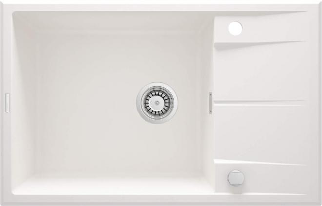 ЭРИДАН ГРАНИТНАЯ РАКОВИНА 1-ЧАША С СУШИЛКОЙ 780x500x210, АЛЕБАСТР, С SPACE SAVER LUX