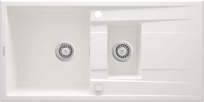 ЭРИДАН ГРАНИТНАЯ МОЙКА 1,5 ЧАШИ С СУШИЛКОЙ 1000x500x208, АЛАБАСТР, С SPACE SAVER LUX