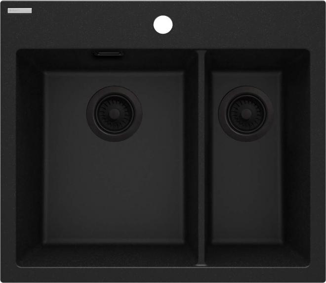 ЭРИДАН 1,5-ЧАША ГРАНИТНАЯ МОЙКА 600x520x214 3,5'', ГРАФИТОВЫЙ МЕТАЛЛИЧЕСКИЙ, С SPACE SAVER LUX