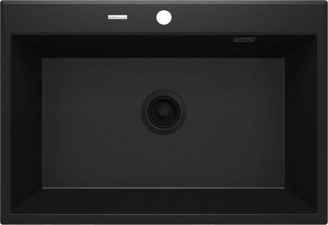 ЭРИДАН 1-ЧАШНАЯ МОЙКА ГРАНИТ 700x520x210, NERO, SPACE SAVER LUX