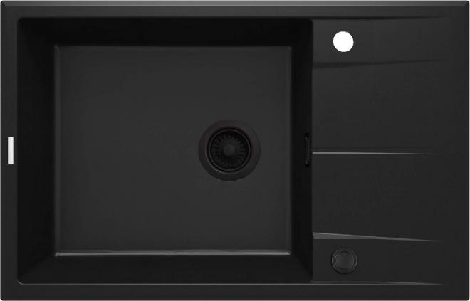 ЭРИДАН ГРАНИТНАЯ РАКОВИНА 1-ЧАША С СУШИЛКОЙ 780x500x210, NERO, SPACE SAVER LUX