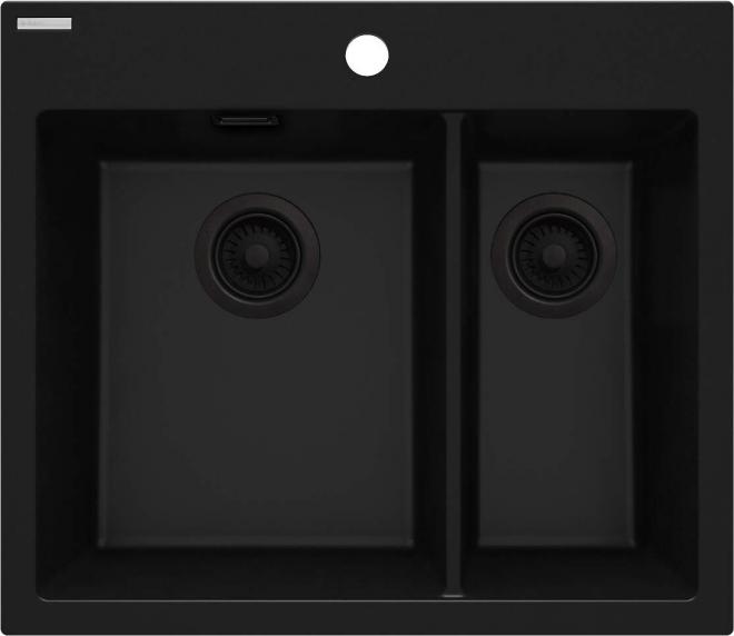 ЭРИДАН 1,5-ЧАША ГРАНИТНАЯ МОЙКА 600x520x214 3,5'', NERO, С SPACE SAVER LUX