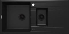 ЭРИДАН ГРАНИТНАЯ РАКОВИНА 1,5 ЧАШИ С СУШИЛКОЙ 1000x500x208, NERO, С SPACE SAVER LUX