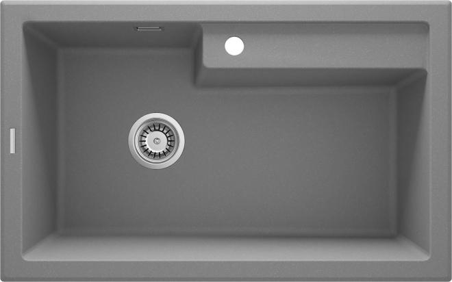 ЭРИДАН 1-ЧАШНАЯ МОЙКА ГРАНИТ 800x500x214, СЕРЫЙ МЕТАЛЛИК, С ПРОСТРАНСТВОМ ЛЮКС