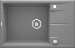 ЭРИДАН 1-ЧАШНАЯ РАКОВИНА ГРАНИТ С СУШИЛКОЙ 780x500x210, СЕРЫЙ МЕТАЛЛИК, С SPACE SAVER LUX