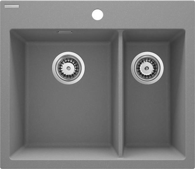 ЭРИДАН 1,5-ЧАША ГРАНИТНАЯ МОЙКА 600x520x214 3,5'', СЕРЫЙ МЕТАЛЛИК, С ПРОСТРАНСТВОМ ЛЮКС