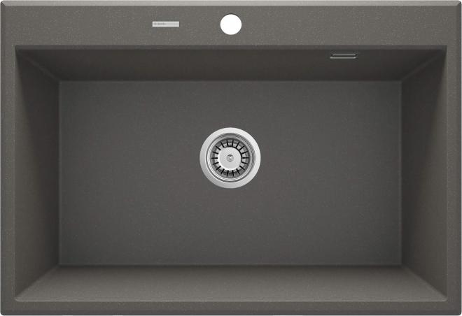 МОЙКА ERIDAN 1-ЧАШНАЯ ГРАНИТНАЯ 700x520x210, АНТРАЦИТОВЫЙ МЕТАЛЛИЧЕСКИЙ, С SPACE SAVER LUX