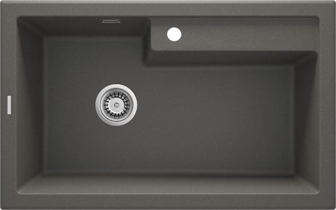 МОЙКА ERIDAN 1-ЧАШНАЯ ГРАНИТНАЯ 800x500x214, АНТРАЦИТОВЫЙ МЕТАЛЛИЧЕСКИЙ, С SPACE SAVER LUX