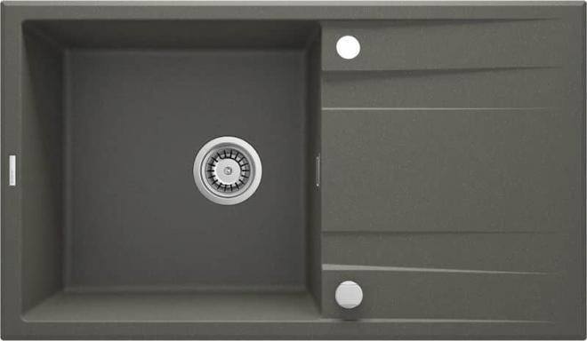ЭРИДАН 1-ЧАШНАЯ РАКОВИНА С СУШИЛКОЙ 860x500x209, АНТРАЦИТОВЫЙ МЕТАЛЛИЧЕСКИЙ, С SPACE SAVER LUX
