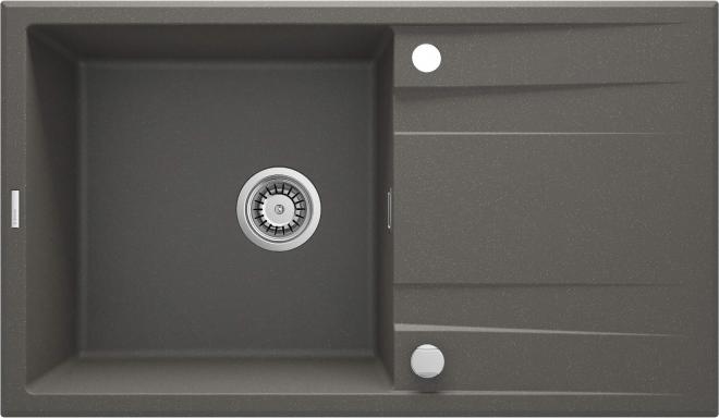 ЭРИДАН 1-ЧАШНАЯ РАКОВИНА С СУШИЛКОЙ 860x500x209, АНТРАЦИТОВЫЙ МЕТАЛЛИЧЕСКИЙ, С SPACE SAVER LUX