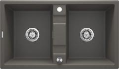 ERIDAN 2-ЧАШНАЯ ГРАНИТНАЯ РАКОВИНА БЕЗ СУШИЛКИ 860x500x220 3,5'', АНТРАЦИТОВЫЙ МЕТАЛЛИЧЕСКИЙ, С SPACE SAVER LUX