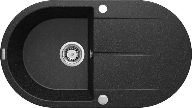PIVA 1-ЧАШНАЯ МОЙКА ГРАНИТНАЯ С СУШИЛКОЙ 780x440x194, 3,5'', ГРАФИТ, С ФИТИНГОМ