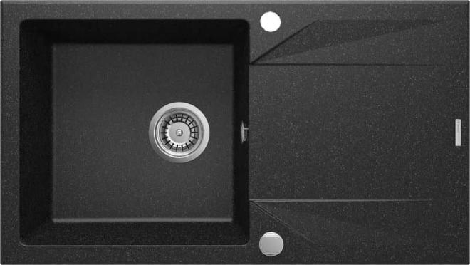 ГРАНИТНАЯ МОЙКА EVORA 1-ЧАША С СУШИЛКОЙ 780x440x193, ГРАФИТ, С ЭКОНОМЬЮЩИМ ПРОСТРАНСТВОМ