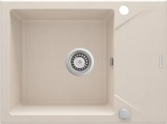 ГРАНИТНАЯ РАКОВИНА EVORA 1-ЧАША С КОРОТКОЙ СУШКОЙ 590x440x193, БЕЖЕВАЯ, С ЭКОНОМЬЮЩИМ ПРОСТРАНСТВОМ