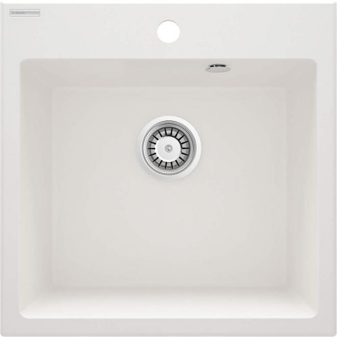 ГРАНИТНАЯ МОЙКА EVORA 1-ЧАША 500x500X216, АЛАБАСТР, С ЭКОНОМИТЕЛЕМ ПРОСТРАНСТВА - НОВИНКА