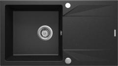 ГРАНИТНАЯ МОЙКА EVORA 1-ЧАША С СУШИЛКОЙ 780x440x193, ГРАФИТ МЕТАЛЛИЧЕСКИЙ, С ЭКОНОМЬЮЩИМ ПРОСТРАНСТВОМ