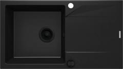 ГРАНИТНАЯ РАКОВИНА EVORA 1-ЧАША С СУШИЛКОЙ 780x440x193, NERO, С ЭКОНОМЬЮЩИМ ПРОСТРАНСТВОМ