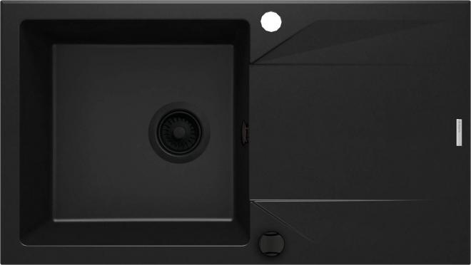 ГРАНИТНАЯ РАКОВИНА EVORA 1-ЧАША С СУШИЛКОЙ 780x440x193, NERO, С ЭКОНОМЬЮЩИМ ПРОСТРАНСТВОМ