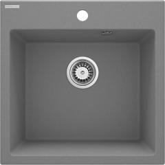 ГРАНИТНАЯ МОЙКА EVORA 1-ЧАША 500x500X216, СЕРЫЙ МЕТАЛЛИК, С ЭКОНОМИТЕЛЕМ ПРОСТРАНСТВА - НОВИНКА