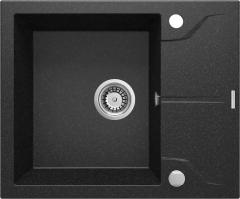 ANDANTE 1-ЧАША ГРАНИТНАЯ РАКОВИНА С КОРОТКОЙ СУШКОЙ 590x490x194, ГРАФИТ, С ЭКОНОМЬЮЩИМ ПРОСТРАНСТВОМ