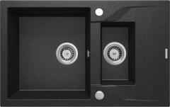 ANDANTE ГРАНИТНАЯ МОЙКА НА 1,5 ЧАШИ С СУШИЛКОЙ 780x490x194, ГРАФИТ, С ЭКОНОМЬЮЩИМ ПРОСТРАНСТВОМ