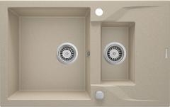 ANDANTE ГРАНИТНАЯ РАКОВИНА НА 1,5 ЧАШИ С СУШИЛКОЙ 780x490x194, ПЕСЧАНЫЙ, С ЭКОНОМЬЮЩИМ ПРОСТРАНСТВОМ